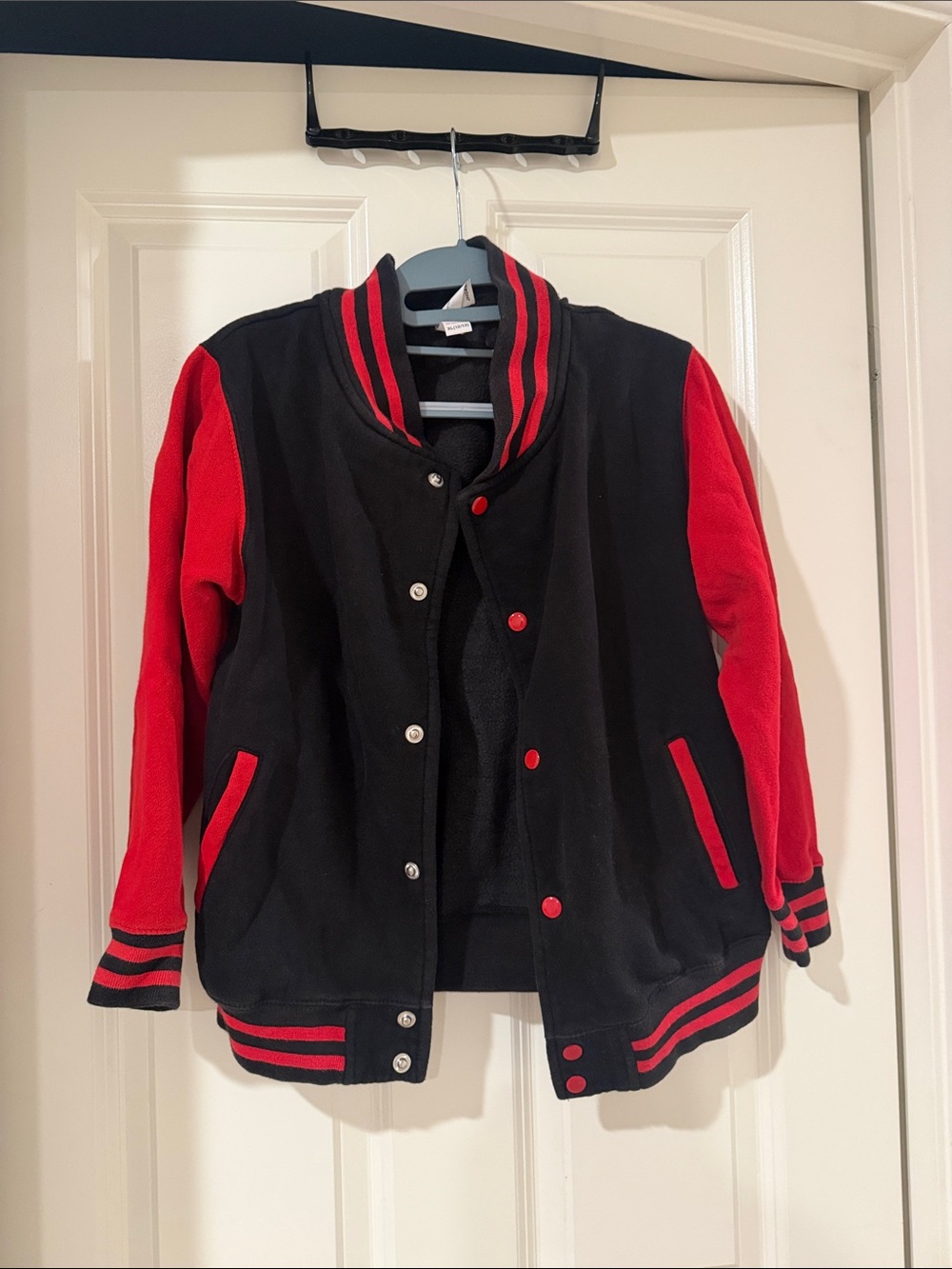 Kids Black and Red Varsity Jacket - Classic Letterman Style